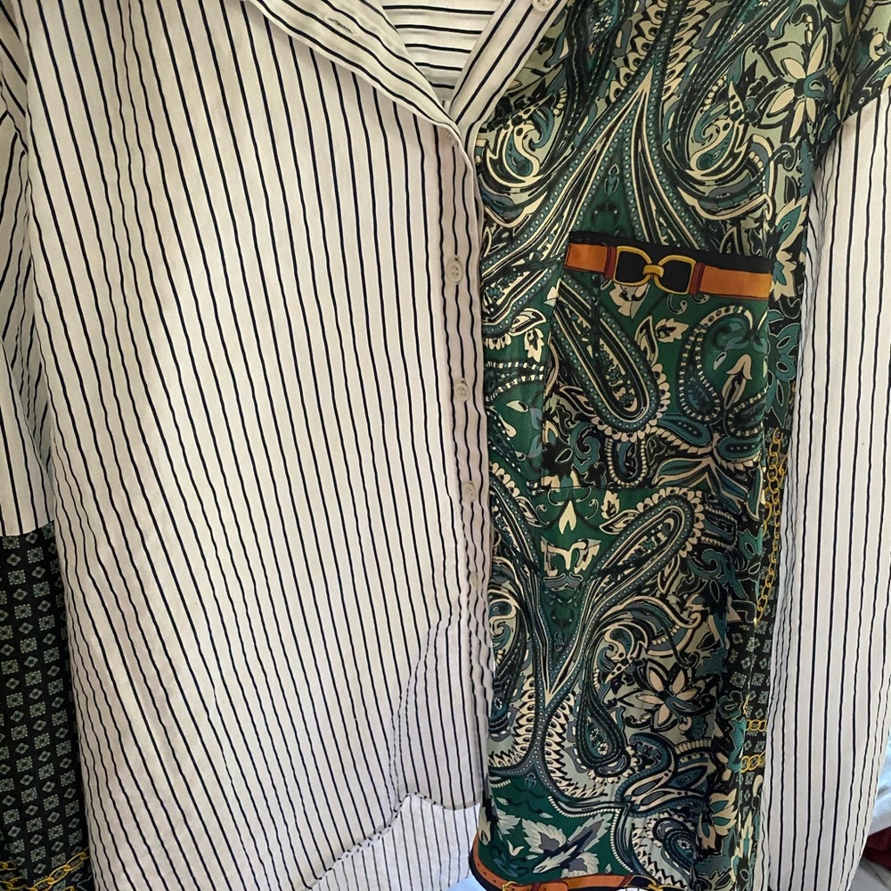 Zara button down  with satin design on one side